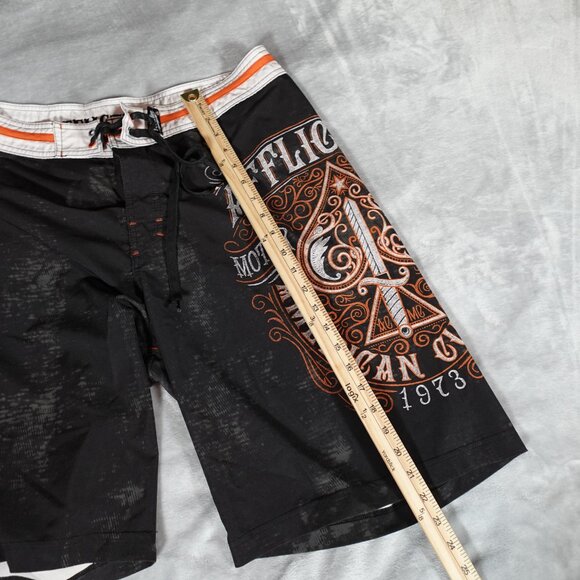 Affliction Board Shorts Mens 36 11” Grunge Beach Outdoors Black - Picture 8 of 12